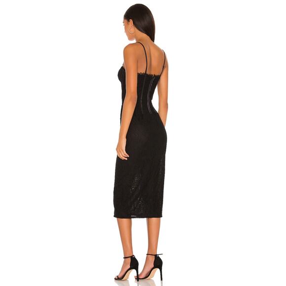 Jonathan Simkhai x REVOLVE Lace Bustier Bodycon Midi Dress Black Women's L NWT - Picture 2 of 13